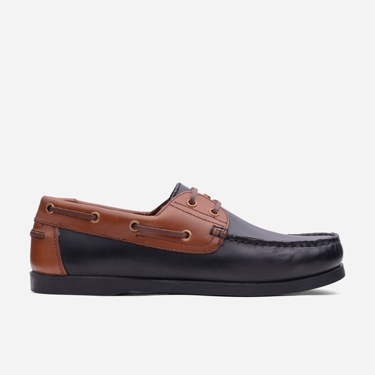 Black and brown Boat shoe on a white background
