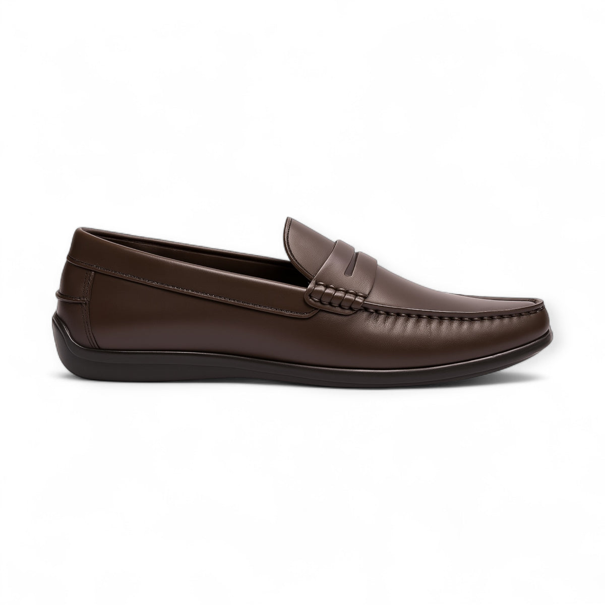 Brown loafer shoe on a white background
