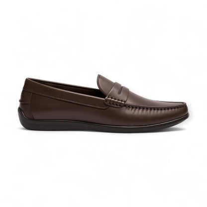 Brown loafer shoe on a white background