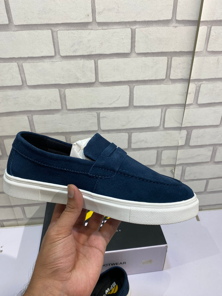 DAMASK SUEDE LOAFERS - BLUE