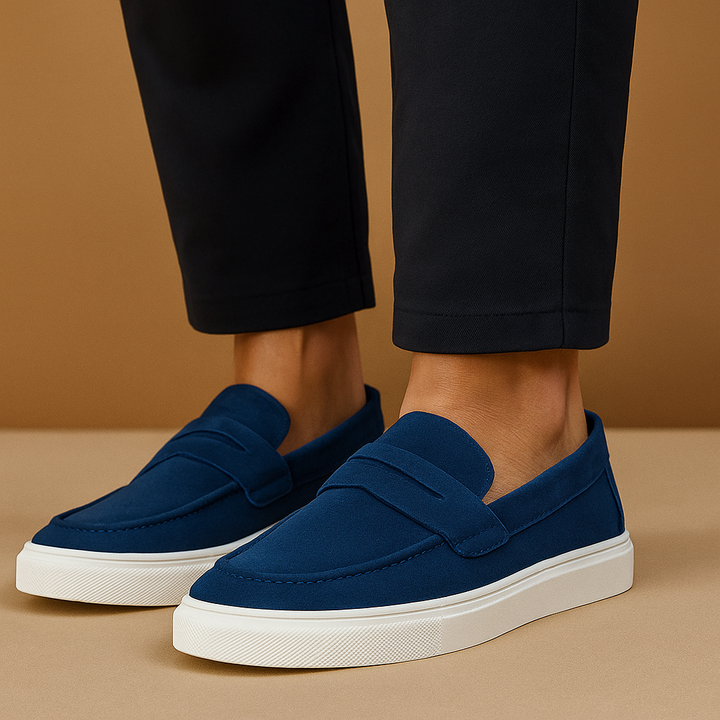 DAMASK SUEDE LOAFERS - BLUE