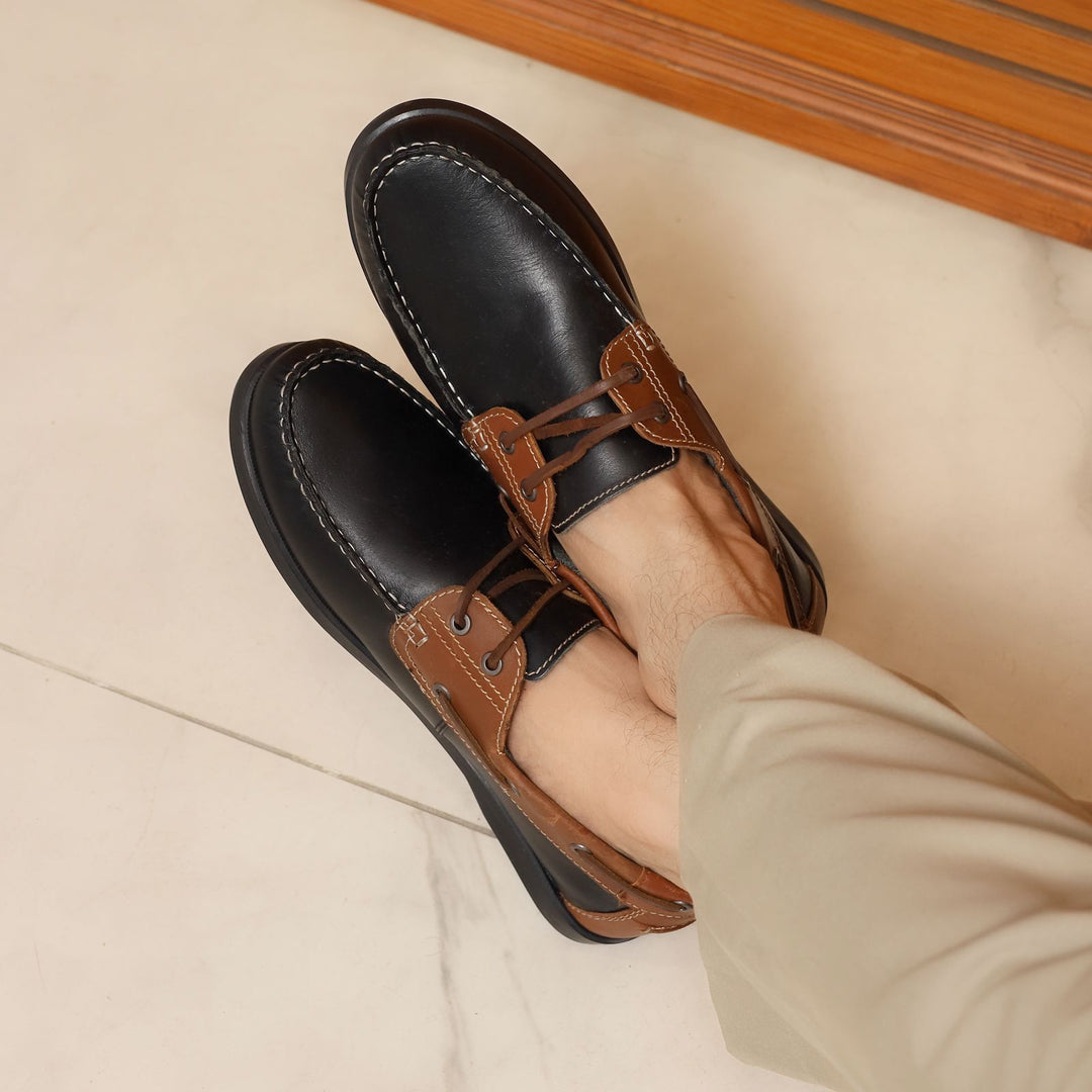 J.OAK BOAT SHOE - BLACK/BROWN - Export Left Over